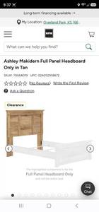 lot 21046 image: Ashley Makidern Full Panel Headboard Tan - Retail $400