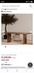 lot 21047 image: SOLID Wood Dining Table Top only NO Legs - Retail $1,200