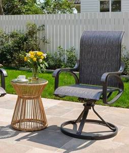 lot 21056 image: Patio Swivel Rocker Chair with Gray Textured Sling Seat - Retail $100