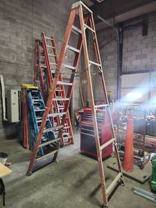 lot 6143 image: Werner 10-ft Fiberglass A-Frame Ladder