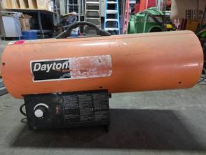 lot 6192 image: Dayton Propane Forced Air Heater Tank Orange