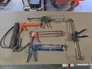 lot 6222 image: Lot of 6 Assorted Caulking Guns and Application Tools