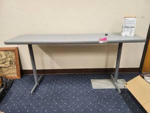 lot 12648 image: Gray T-Leg Work Table with Laminate Top