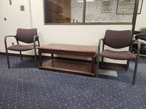 lot 12651 image: Office Furniture Lot 2 Chairs 1 Table