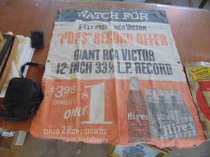 lot 3536 image: Hires Root Beer - RCA Victor Advertisement Cloth