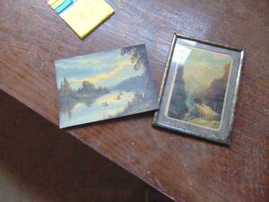 lot 3566 image: Pair of Small Vintage Pictures