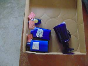 lot 3651 image: Cobalt Blue Perfume Bottles