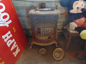 lot 3655 image: Vintage Cast and Formica Gast Stove with Valve and Pipe