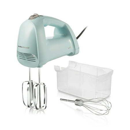 lot 20914 image: Hamilton Beach 6-Speed Electric Hand Mixer with QuickBurst  Bowl Rest  Storage Case & 3 Attachments  250W  Ice Blue