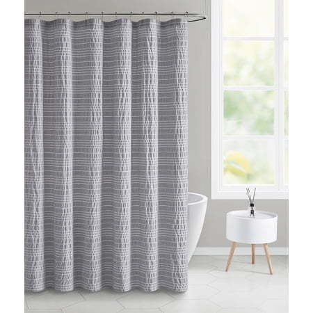 lot 35970 image: Mainstays Minnow Seersucker Stripe Polyester Shower Curtain, 70 x 72, Grey