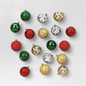 lot 62631 image: Shatter-Resistant Round Christmas Tree Ornament Set RedGoldGreenSilver - Wondershop