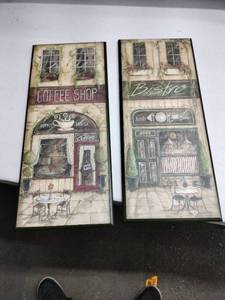 lot 62676 image: 2 Caf� Street Scene Wall Art Panels Coffee Shop Bistro Decorative Signs