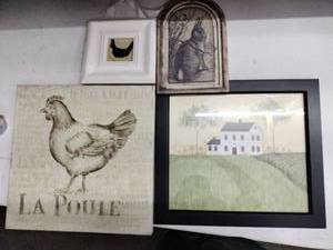 lot 62681 image: Poultry Art Print Lot 4 Framed Farmhouse Engravings