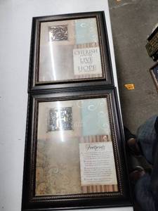 lot 62689 image: Framed Wall Art Prints Set of 2 Black Frame Inspirational Text Decor