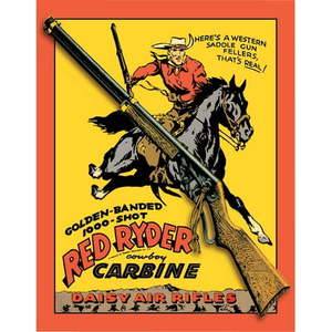 lot 1971 image: Daisy Red Ryder Cowboy Carbine Air Rifle Retro Vintage Tin Sign Multi-Colored