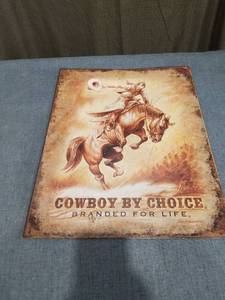 lot 1973 image: CBC - Saddle Bronc Metal Tin Sign 12.5w X 16h Multi-Colored