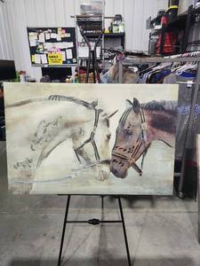 lot 9961 image: Two Horses with Bridles Canvas Print Art