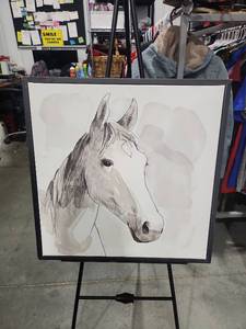 lot 9967 image: Horse Head Sketch Drawing Framed Wall Art