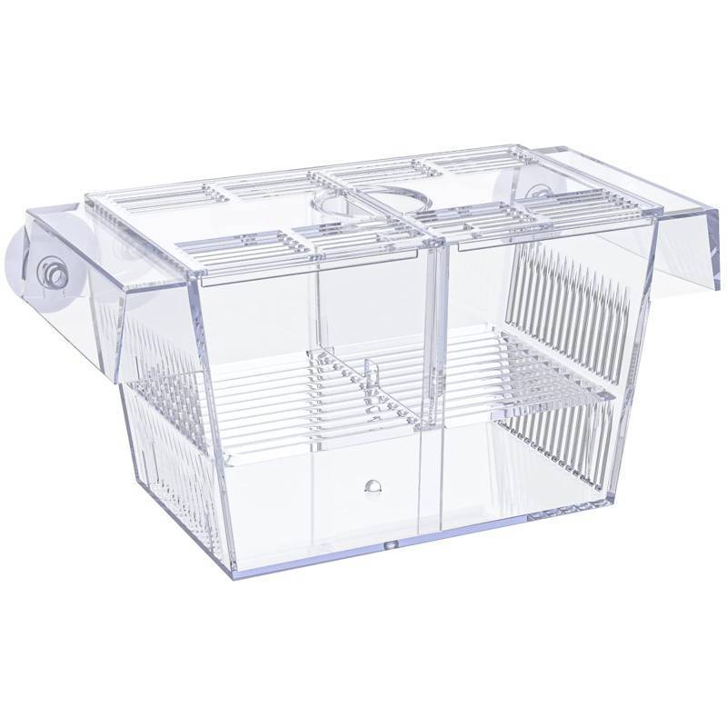 lot 46951 image: Aquarium Fish Breeding Box Acrylic Hatchery Incubator Tank with Suction Cups Medium Isolation Box for Baby Fish Shrimp Betta and Guppy - Retail $9