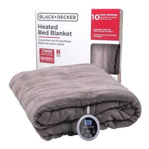 lot 59026 image: BLACKDECKER Heated Blanket Electric Twin, Micro Plush Electric Blanket, Heating Blanket with 10 Heating Levels, 10H Timer, Auto Shutoff, Fast Heating (84x90 inches, Grey) - Retail $40