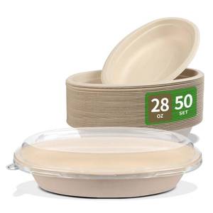 lot 59041 image: 28 oz Oval Disposable Food Containers with Lids 50 Pack - Retail $28