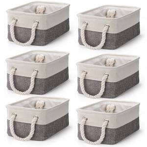 lot 59049 image: 6 Pack Fabric Storage Bins, Small Canvas Basket 12 L x 8 W x 5 H - Retail $27