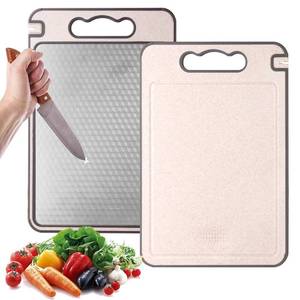 lot 59051 image: Titanium Cutting Board for Kitchen, Stainless Steel Cutting Board, Upgrade Double Sided Food-Grade Titanium Board for Kitchen for Meat Cheese Vegetable Fruit (A) - Retail $25