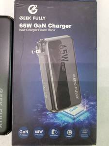 lot 59061 image: Geek Fully 65W GaN Charger Wall Charger Power Bank - Retail $50