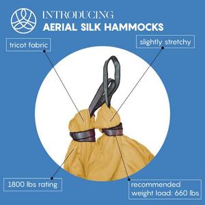 Aum Active Aerial Yoga Hammock Swing, 4.5 Yards, Gold, with Hardware - Retail: $61