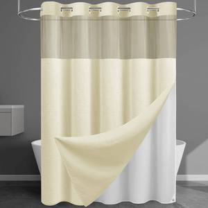 lot 59071 image: Heavyweight No Hook Shower Curtain with Liner, Ivory,71x86 - Retail $26