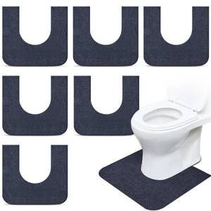lot 59077 image: 6 Pack Toilet Mat Round Commode Potty Training Urinal Mats Rubber Toilet Training Rug Pads Absorbent Rugs U Shaped Urinal Floor Mats for Bathroom Restroom, Gray (Classic Style) - Retail $39