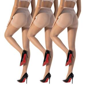 lot 59108 image: Nude Tights - Skin Colored Tights Sheer Tights for Women Womens Tights Control Top Pantyhose for Women Stockings for Women Nude 20DXL Nylons for Women Reinforced Toe - Retail $10