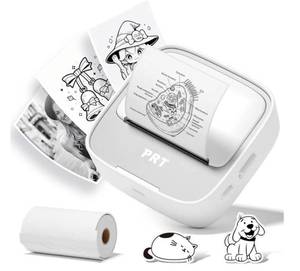 lot 64292 image: PRT Mini Sticker Printer, Portable Thermal Printer with 1Roll Sticker Paper, Inkless Sticker Maker, Bluetooth Label Printer for Study Notes,Lists,Pictures,DIY Creations Printers - Retail $22
