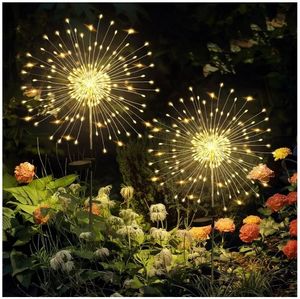 lot 64311 image: 2 Pack Solar Firework Lights Outdoor, Patio, Garden, Pathway. ONE CAP NEEDS REPAIR - Retail $15
