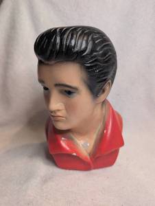 Elvis Presley Bust with Black Hair Red Collar