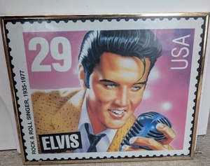 lot 1001 image: Elvis Rock & Roll Singer 1935-1977 29 Cent USA Stamp Framed Poster
