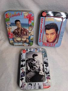 lot 2511 image: Elvis Presley Collectible Tin Boxes With Cards Lot of 3