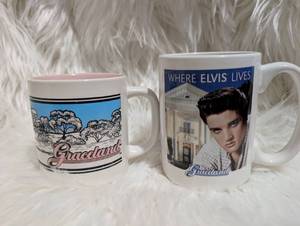 lot 3002 image: Graceland Elvis Presley Ceramic Coffee Mugs Set of 2