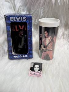 lot 3006 image: Elvis Pint Glass The King Lives On 1935-1977 with Original Box  Matchbook&nbsp