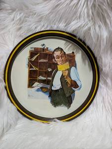 lot 4016 image: Norman Rockwell Country Postman 1976 First Limited Edition Postal Collectors Tray