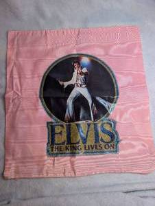lot 5610 image: Elvis The King Lives On Pink Graphic Pillow Case