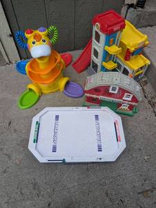 lot 6104 image: Toy Lot Fisher-Price Toy Lot Farmers World Playset Hockey Game Stacking Toy