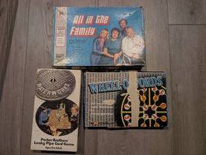 lot 6105 image: Vintage Board Games Lot Leaky Pipe All in the Family Game Swordswords