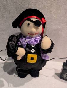 lot 7002 image: Plush Pirate Doll with Black Hat Red Headband Purple Bow Tie