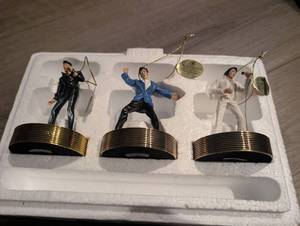 lot 7008 image: Hallmark Rock Icons Ornaments Set of 3 Gold Record Base