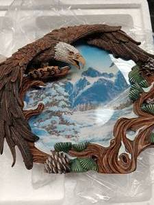 lot 33693 image: Vintage 1996 Winter Solstice 3D Collector Plate from The Hamilton Collections Four Seasons of the Eagle series
