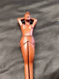lot 33667 image: Vintage Handmade Wood Nude Woman Nutcracker Between Legs Bar