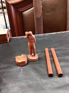 lot 33671 image: Vintage brown-glazed ceramicchalkware figurine of Will Rogers