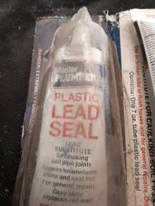 lot 33800 image: Master Plumber, Plastic Lead Seal, Lead substitute for caulking soil pipe joints.
