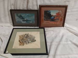 lot 33859 image: Set of 3 Framed artwork